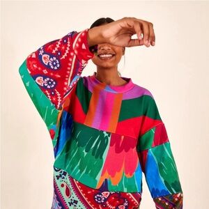 Farm Rio Mixed Media Prints Sweatshirt - Medium